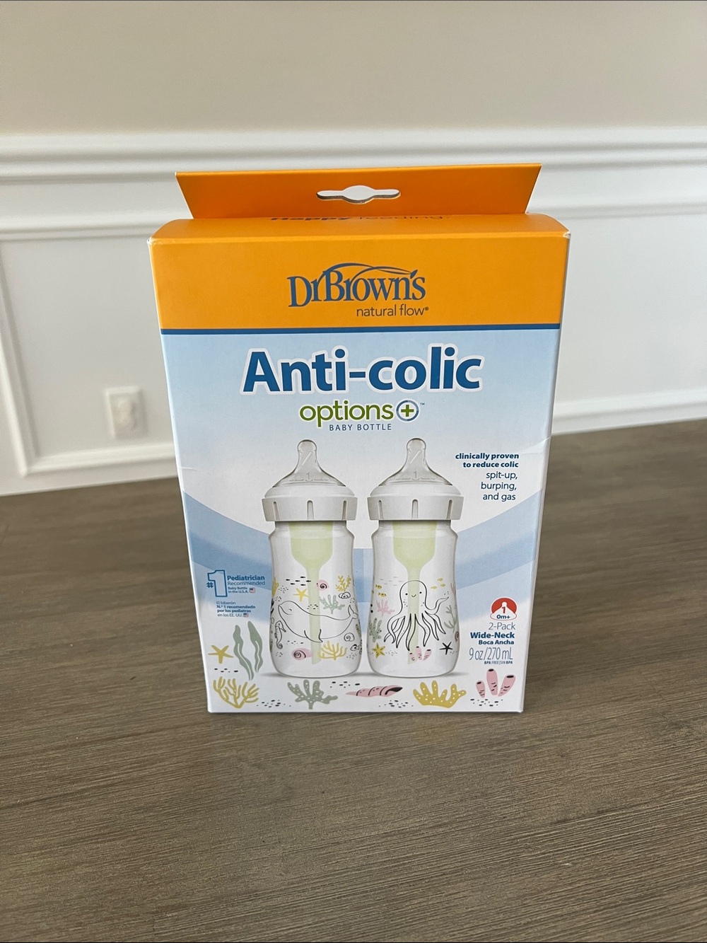 NEW Dr. Brown’s Anti-Colic Options+ Baby Bottles - Wide Neck 9 oz (2-Pack)